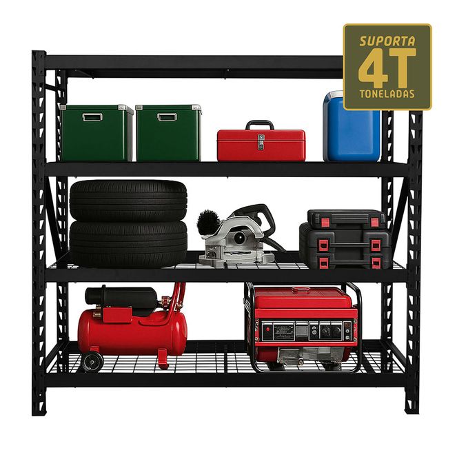 Estante De Aco Industrial Multiuso 4 Prateleiras Artiko Max HeavyDuty Resistente Ate 4 Toneladas 196x183x61 1,